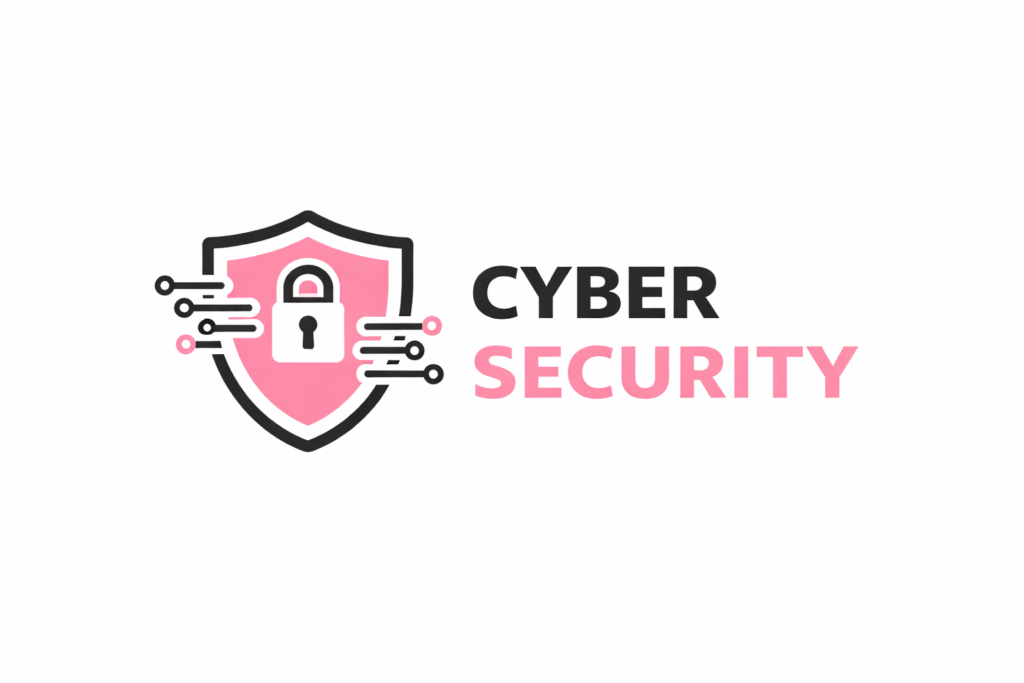 cybersecurity logo with shield and padlock